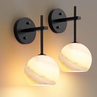 Wall Sconces Set of Two, Wireless Battery Operated Wall Decor with Remote, Sconces Wall Lighting with Glass Shade, Upward and Downward Installation, 1