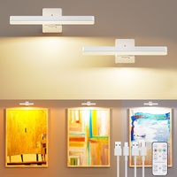 White Rechargeable Picture Light with Remote, Dimmable 3 Colour LED Wall Light for Artwork, Frames, Mirrors and Gallery Walls