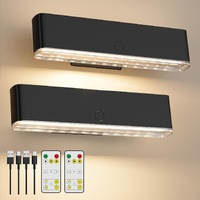 HUDYOGY 2-Pack Battery Wall Sconce Rechargeable Remote Control Black