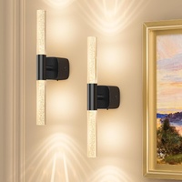 HUDYOGY Battery Operated Wall Sconce Set of 2 Black 16" Dimmable Remote