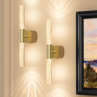 HUDYOGY Battery Operated Wall Sconce Set of 2 Brushed Gold 16" Dimmable