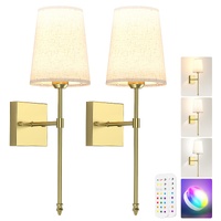 Battery Wall Sconce Set of 2 RGB 5000mAh Dimmable Remote USB