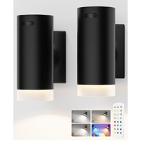 Battery Wall Lights 2 Pack RGB Dimmable 3000mAh Magnetic Remote