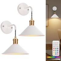 Battery Operated Wall Sconce Set of 2 - 13 RGB Colours Dimmable with Remote