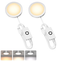 LED Puck Light 2 Pack 5V USB - Dimmable Touch Control 3 Colour