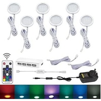 RGB Color Changing LED Under Cabinet Lighting Kit,Aluminum Slim Cabinet LED Puck Lights for Kitchen Counter Wardrobe Counter Furniture Shelf Ambiance 