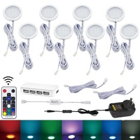 RGB LED Under Cabinet Lights 8 Pack - Colour Changing Kitchen Cabinet