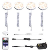 Dimmable LED Under Cabinet Lighting, Counter Showcase Kitchen Lighting Fixtures with 12V Plug in adapter and Dimmable Wireless Remote Control, 4 Ultra