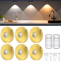 6 Lights LED Rechargeable Cabinet Light 2cm Remote Control Magnetic