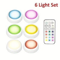 6 Pack RGBW LED Cabinet Lights Battery Powered Remote Control