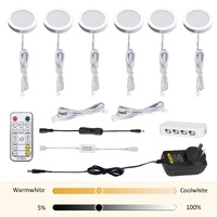 LED Under Cabinet Puck Lights, Color Temperature Changeable Under Counter Lighting，Warm+White Dual Color with Dimmable Controller for Kitchen Shelf Am