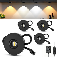 Under Cabinet Lighting, Timer & CCT 3000-6000K Puck Lights, Dimmable with Slider Controller, Plug-in Counter Lights for Kitchen Cabinet, Display Case,