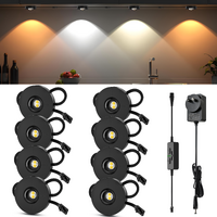 Under Cabinet Lighting, Timer & CCT 3000-6000K Puck Lights, Dimmable with Slider Controller, Plug-in Counter Lights for Kitchen Cabinet, Display Case,