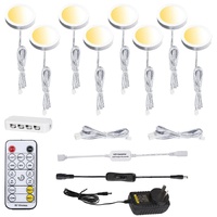 LED Under Cabinet Puck Lights 8-Pack CCT Dimmable Remote 24W