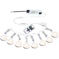 12V Linkable Under Cabinet LED Puck Lights 8-Pack Warm White