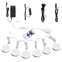 Linkable Under Cabinet LED Lighting 12V Dimmable Puck Lights with Wireless RF Remote Control, Hardwired & AU Wall Plug in for Counter Lighting(6 Light