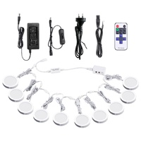 Linkable Under Cabinet LED Lighting 12V Dimmable Puck Lights with Wireless RF Remote Control, Hardwired & AU Wall Plug in for Furniture Cupboard Light