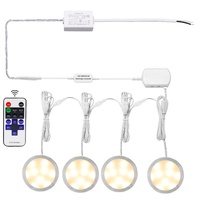 4 Pack Under Cabinet Puck Lights 12V Warm White Dimmable Remote