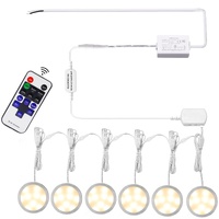 6 Pack Under Cabinet Puck Lights 12V Warm White Dimmable Remote