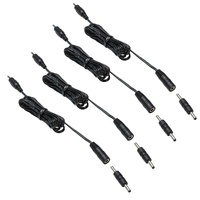 3.5x1.35 DC Connector Extension Cord 5ft 22AWG Black 4 Pack