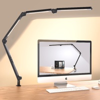 LED Foldable Desk Lamp with Clamp - Black Portable Study Light
