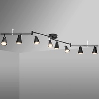 Flexible Track Lighting Fixture, Foldable Ceiling Spot Light with Adjustable 8 Light Heads, GU10 Track Light Kit for Kitchen Bedroom Living Room Matte