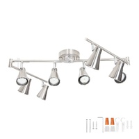 LED 8 Light Track Lighting Fixture Flexible, Adjustable Ceiling Spot Light with GU10 Track Light Head, Accent Lighting Foldable Swing Arm Brushed Nick