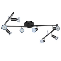 Black Track Lighting Fixture Ceiling, LED Flexible Track Lights with Swing Arm, 8-Light Directional Black Flush Mount Ceiling Spotlight for Kitchen, L