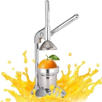 Manual Juicer Press | Stainless Steel, Commercial Grade & Easy to Clean, Hand Press for Citrus/Orange, Professional Fruit Squeezer, Silver
