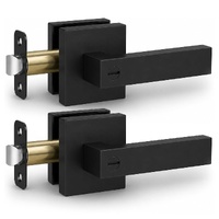 Matte Black Keyless Privacy Door Lever Handles, 2 Pack Heavy Duty Interior Door Lockset, Adjustable 60/70mm Backset, Reversible for Bedroom Bathroom H