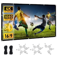 120 Inch Foldable Projector Screen 16:9, 4K HD Compatible Double-Sided Movie Screen, Washable Anti-Crease Portable Display for Indoor Outdoor Home The