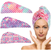 Fast Dry Microfiber Hair Drying Towel Turban Bath Head Wrap Hat Spa Fish Scales