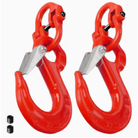 2SET 1.12T Sling Hook Heavy Duty Hammerlock/Slip Hook Kit With Swivel Winch & Safety Latch-Red