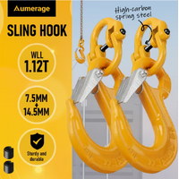 2SET 1.12T Sling Hook Heavy Duty Hammerlock/Slip Hook Kit With Swivel Winch & Safety Latch-Yellow
