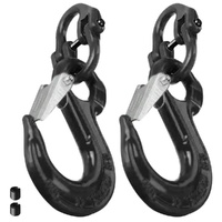 2SET 3.15T Sling Hook Heavy Duty Hammerlock/Slip Hook Kit With Swivel Winch & Safety Latch-Black