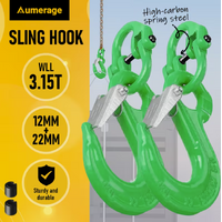 2SET 3.15T Sling Hook Heavy Duty Hammerlock/Slip Hook Kit With Swivel Winch & Safety Latch-Green