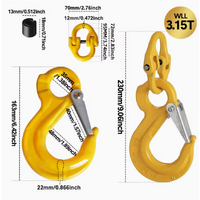 2SET 3.15T Sling Hook Heavy Duty Hammerlock/Slip Hook Kit With Swivel Winch & Safety Latch- Yellow