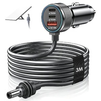 Aumerage Car Charger for Starlink Mini, DC Cable & Cigarette Adapter 3M | 3-in-1 12V-24V USB-C USB QC 3.0 + 45W/30W PD, 16AWG Waterproof  for Camping,