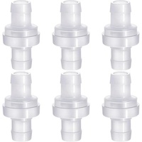 6 Pack One Way Check Valves, 1/2" (12mm) Hose Barb Non Return Ozone Resistance Plastic Valve Pump for Fuel Oil Water Air Gas