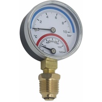 Thermomanometer 80Mm Pressure Gauge Temperature Thermometer Boiler Heating Radial Thread (80Mm 0-16Bar 1/4")
