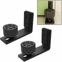 1 Pair Adjustable Floor Guide For Sliding Gate, Sliding Door Rail, 2 Doors (No Groove On Door, No Floor Drilling)