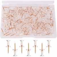 100 pcs Clear Plastic Head Push Pins, ROse Gold Push Pins, Wall Push Pins, Cork Board Push Pins, I-Shaped Pin For