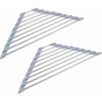 2 Pack Stainless Steel Foldable Triangular Drainer Rack For Kitchen Sink Non-Slip Grey