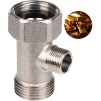 Bidet T-adapter, Metal T-valve for bidet (7/8" x 7/8" x 3/8") or (15/16" x 15/16" x 9/16"), 3-way T-connector for bidet and toilet