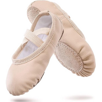 Women's Ballet Shoes – Ballet Shoes for Girls – Beige – Soft PU Leather Dance Shoes with Non-Slip Sole – Suitable for Ballet, Yoga & Home Use – For 13