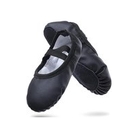 Women's Ballet Shoes – Ballet Shoes for Girls – Black – Soft PU Leather Dance Shoes with Non-Slip Sole – Suitable for Ballet, Yoga & Home Use – For 7 