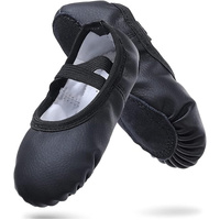 Women's Ballet Shoes – Ballet Shoes for Girls – Black – Soft PU Leather Dance Shoes with Non-Slip Sole – Suitable for Ballet, Yoga & Home Use – For 2.