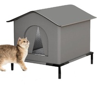 1 Pack Waterproof Insulated Outdoor Cat House for Homeless Cats and Small Animals, 42 x 42 x 42cm, Gray