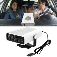 12V 200W Portable Car Heater and Fan 2-in-1 with 360° Rotation, White, Fast Defrosting Windshield Demisting