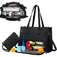 15.6 Inch 2-in-1 Insulated Leak-Proof Cooler Laptop Bag and Handbag, Black